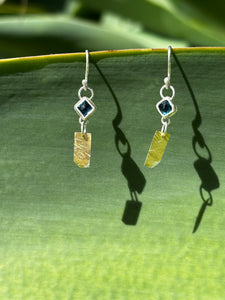 Sterling silver / 18K Gold Topaz 'Banner" Earrings